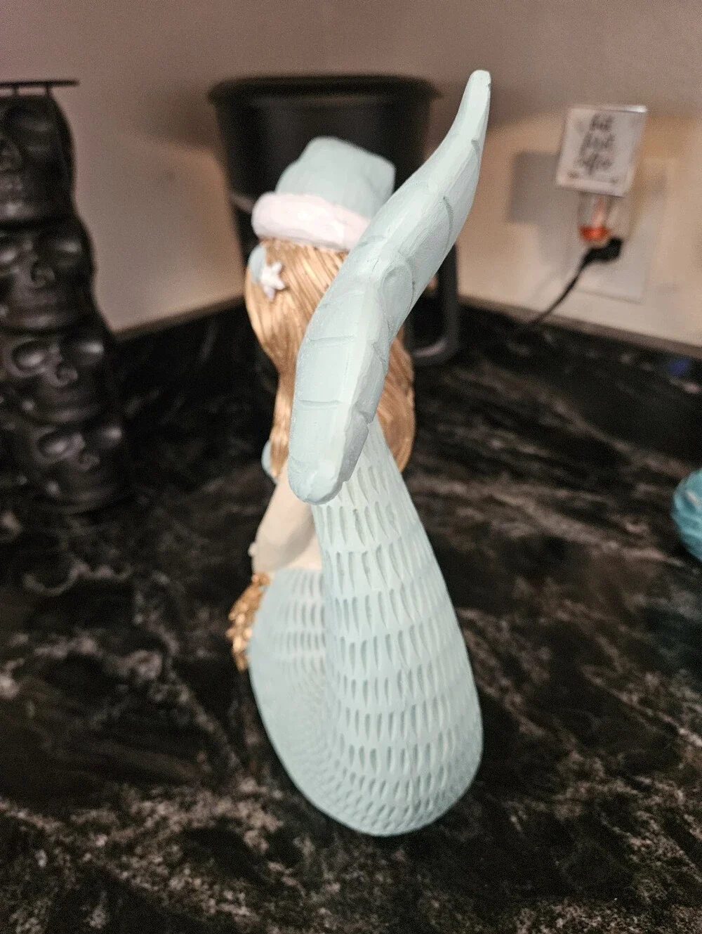 Fancy That Holiday Christmas Mermaid Figurine – Pastel Blue & Gold, 8” Resin